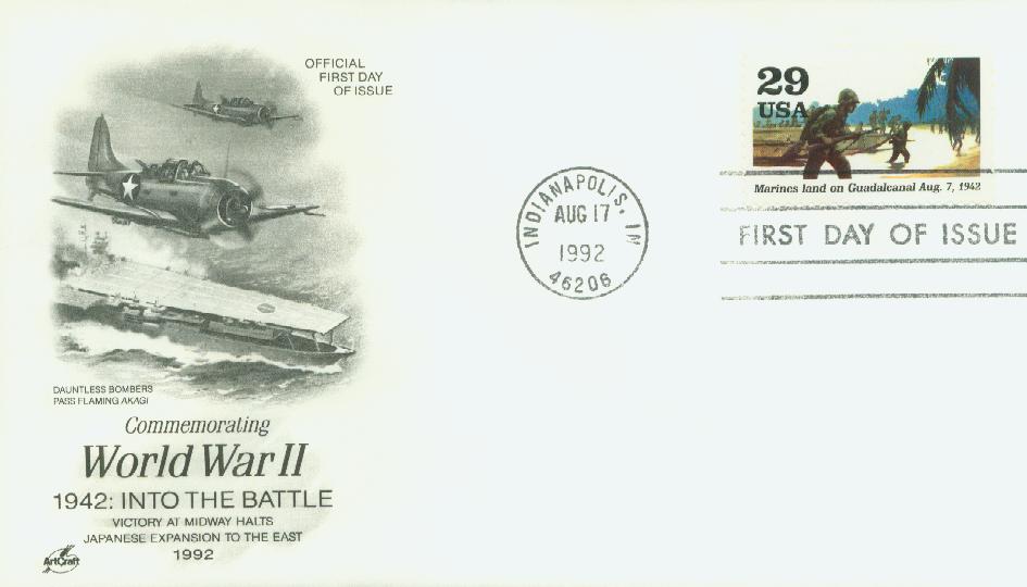 # 2697i - 1992 29c World War II: Marines Land on Guadalcanal Classic First Day Cover