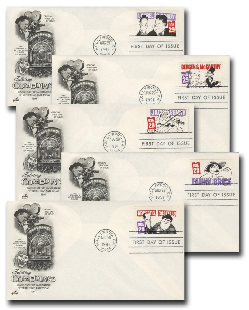 #2562-66 - 1991 29c Comedians Classic First Day Cover Set
