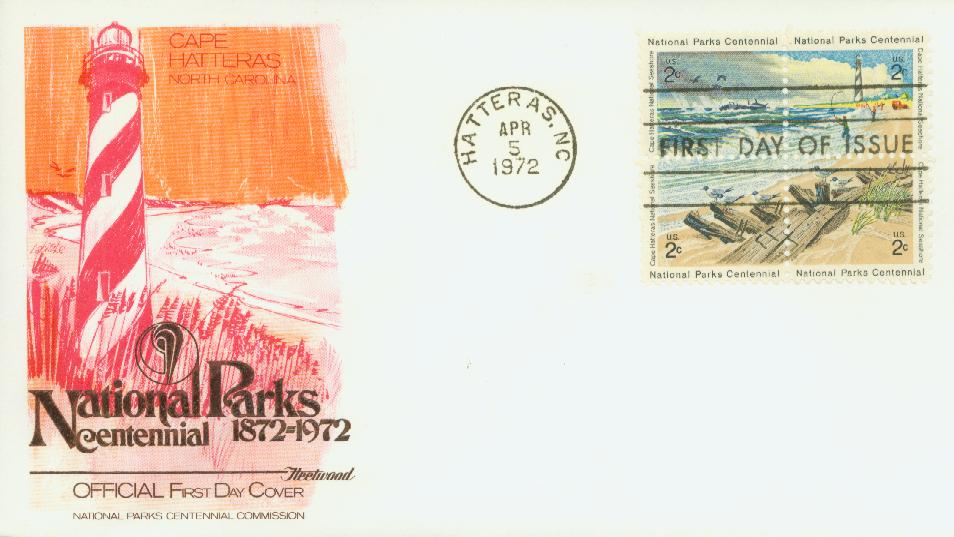 1972 2¢ National Parks Centennial: Cape Hatteras National Seashore Fleetwood First Day Cover