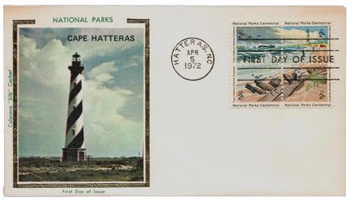 1972 2¢ National Parks Centennial: Cape Hatteras National Seashore Colorano Silk Cachet First Day Cover