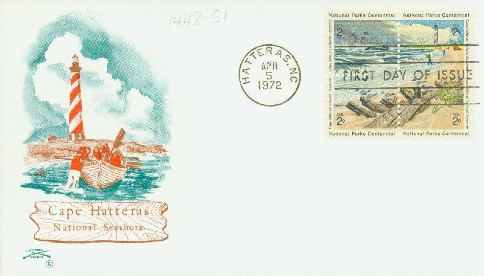 1972 2¢ National Parks Centennial: Cape Hatteras National Seashore Classic First Day Cover