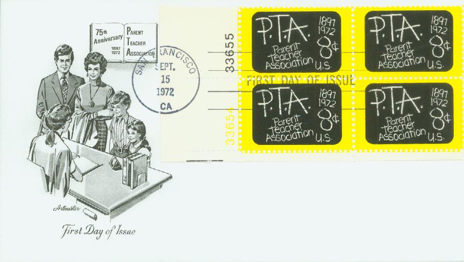 # 1463 - 1972 8c Parent-Teacher Association Plate Block First Day Cover