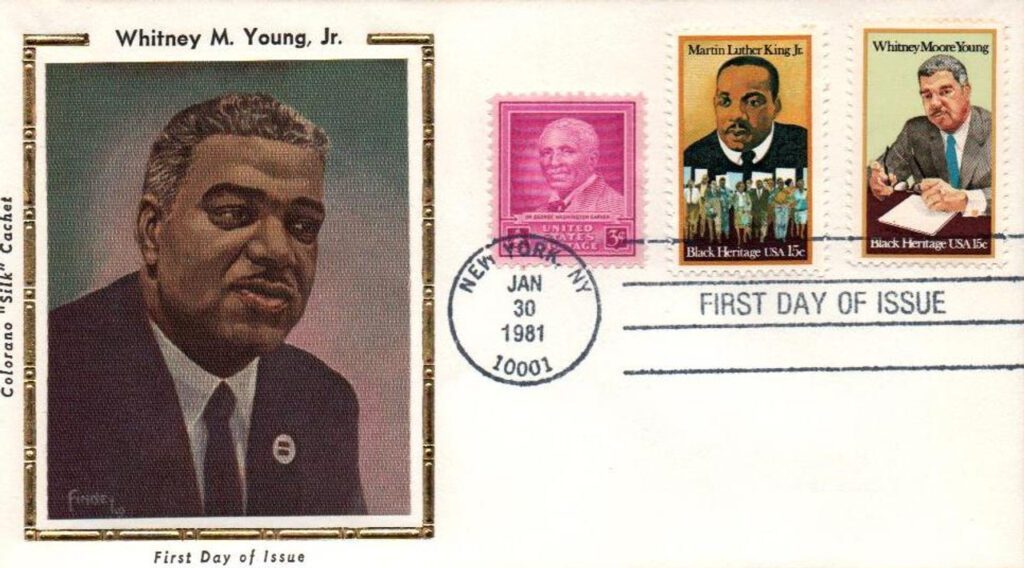 #1875 - 1981 15c Black Heritage: Whitney Moore Young Colorano Silk Cachet Combination First Day Cover