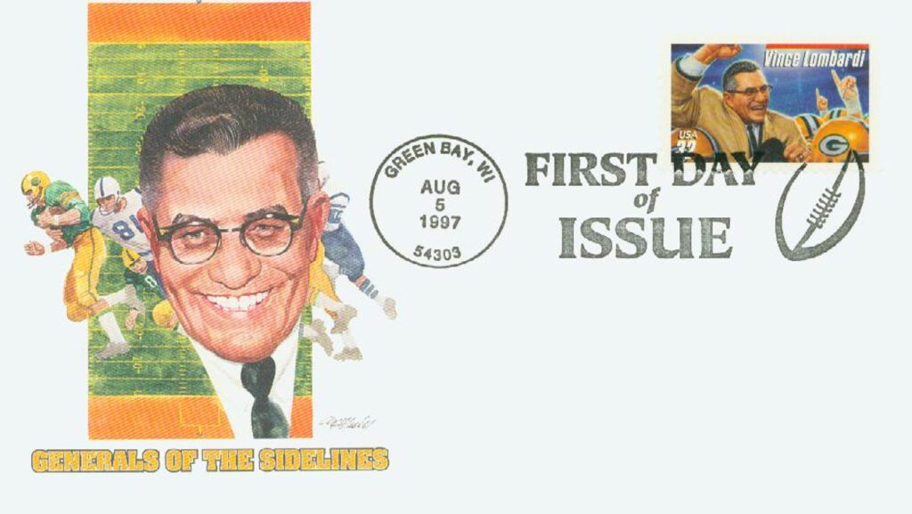 #3147 - 1997 32c Vince Lombardi, red bar Fleetwood First Day Cover