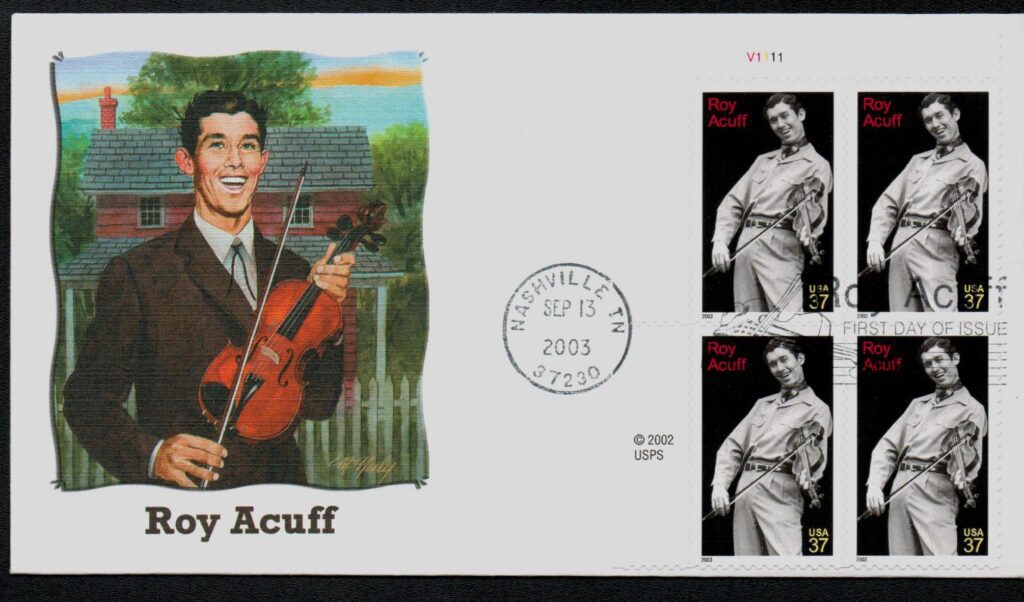 # 3812 - 2003 37c Roy Acuff Fleetwood Plate Block First Day Cover