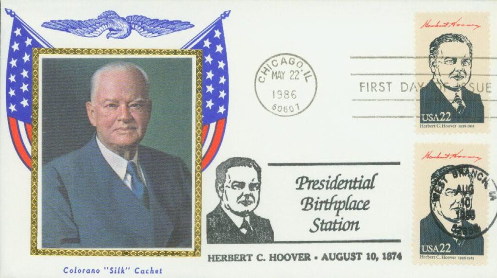 #2219c - 1986 22c Pres. Hoover Colorano Silk Cachet First Day Cover