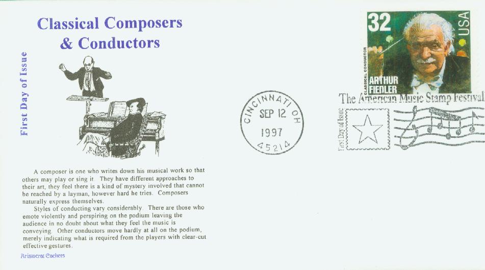 # 3159 - 1997 32c Conductors and Composers: Arthur Fiedler, Conductor Classic First Day Cover