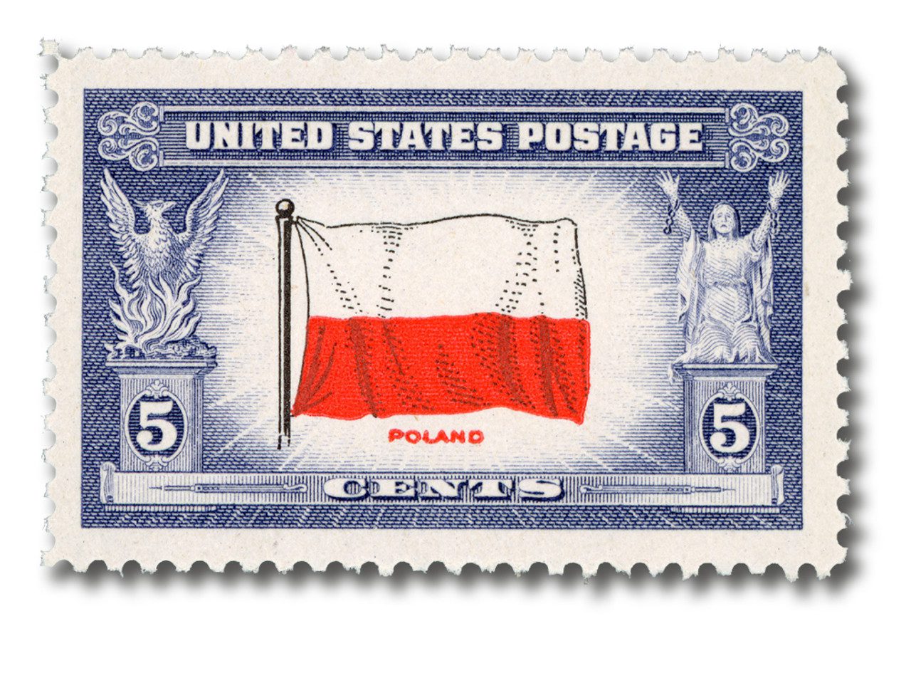 #909 - 1943 Overrun Countries: 5c Flag of Poland