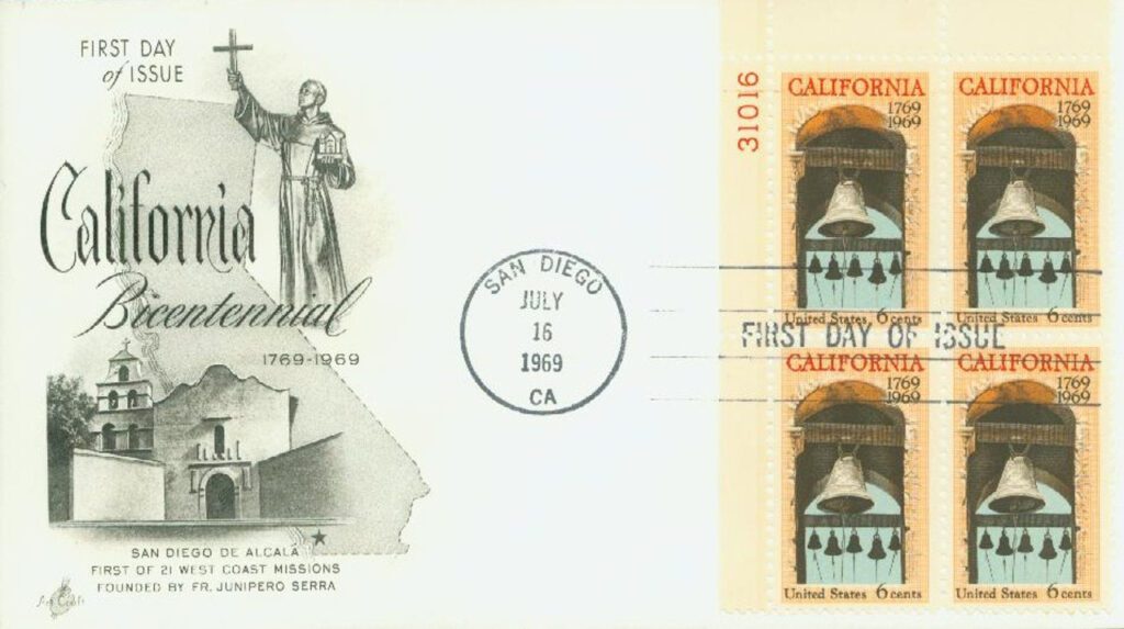 1969 6¢ California Settlement Plate Block First Day Cover