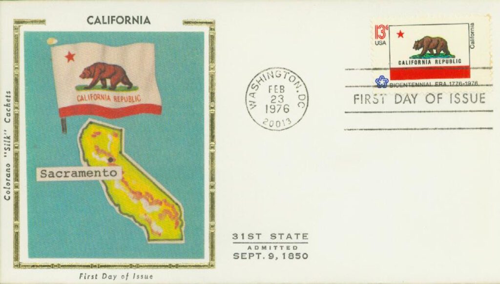 1976 13¢ State Flags: California Colorano Silk Cachet First Day Cover