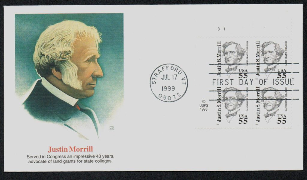#2941 - 1999 55c Great Americans: Justin S. Morrill Fleetwood Plate Block First Day Cover