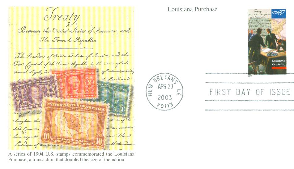 # 3782 - 2003 37c Louisiana Purchase Bicentennial Mystic First Day Cover