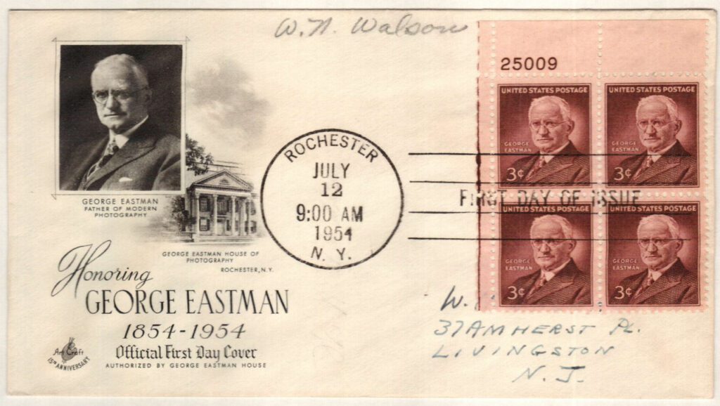 1062 - 1954 3c George Eastman Classic First Day Cover