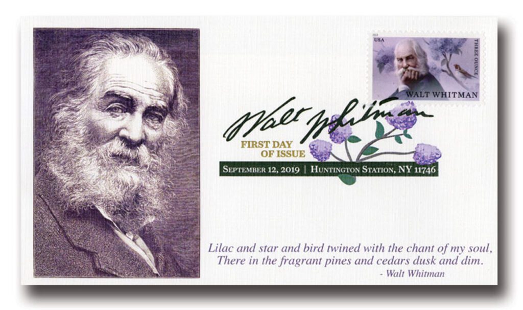 #5414 - 2019 85c Literary Arts: Walt Whitman Fleetwood First Day Cover with Digital Color Cancel