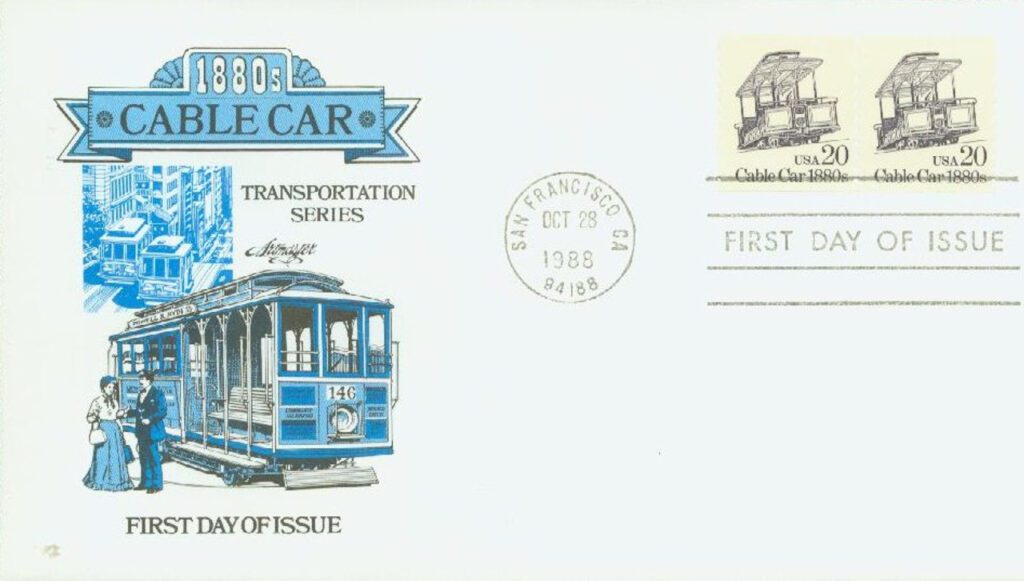 #2263 - 1988 20c Transportation Series: Cable Car, 1880s Classic First Day Cover