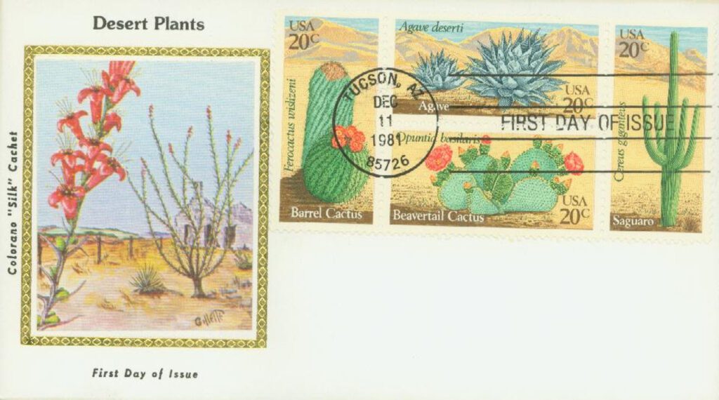 #1942-45 - 1981 20c Desert Plants Colorano Silk Cachet First Day Cover