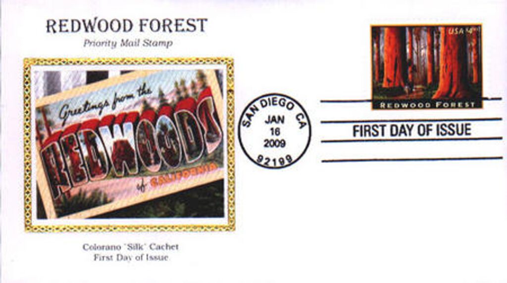 #4378 - 2009 $4.95 Redwood Forest, Priority Mail Colorano Silk Cachet First Day Cover