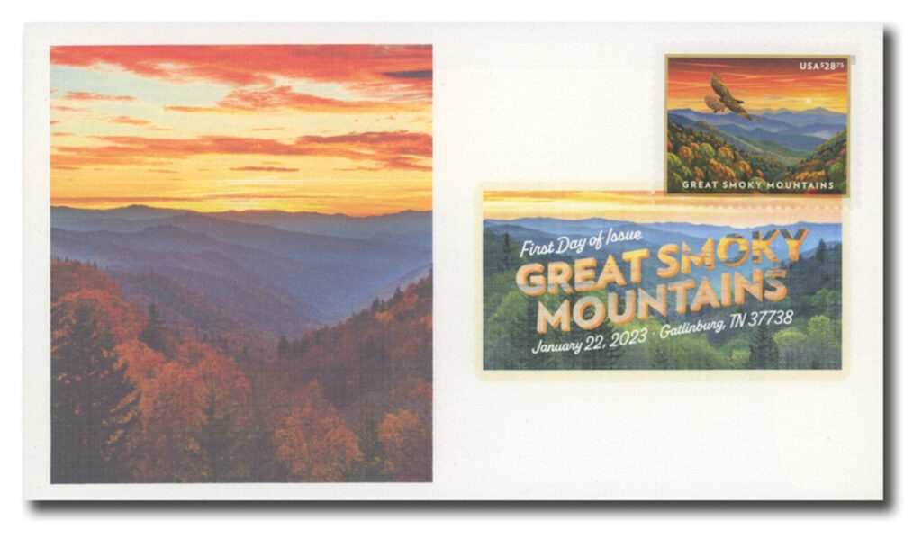 #5752 - 2023 $28.75 Great Smoky Mountains, Tennessee and North Carolina, Express Fleetwood First Day Cover with Color First Day Cancel