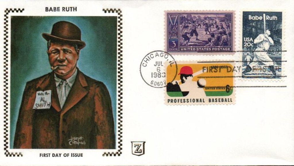 1983 20¢ George “Babe Ruth” Herman Colorano Silk Cachet Combination First Day Cover
