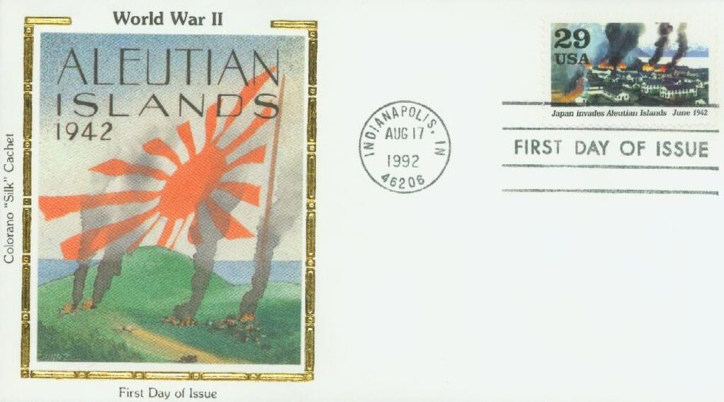 #2697e - 1992 29c World War II: Japan Invades Aleutian Islands Colorano Silk Cachet First Day Cover