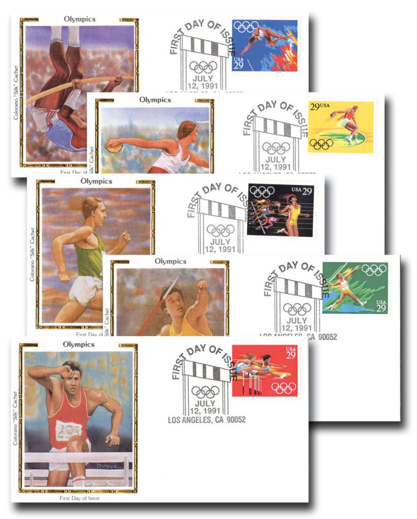 #2553-57 - 1991 29c Summer Olympics Colorano Silk Cachet First Day Cover Set