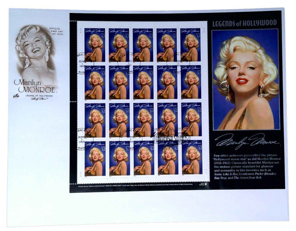 # 2967 - 1995 32c Legends of Hollywood: Marilyn Monroe Art Craft Sheet First Day Cover