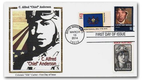 # 4879 - 2014 70c Distinguished Americans: C. Alfred 'Chief' Anderson Colorano Silk Cachet Combination First Day Cover