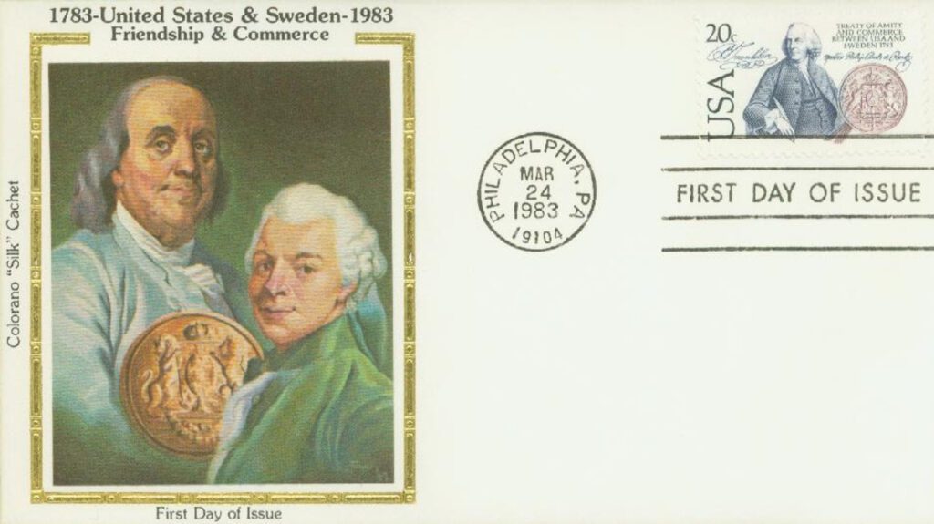 2036 - 1983 20c US and Sweden Colorano Silk Cachet First Day Cover