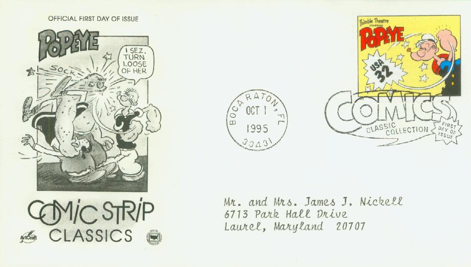 # 3000k - 1995 32c Comic Strip Classics: Popeye Classic First Day Cover