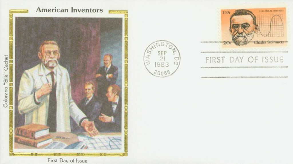 #2055 - 1983 20c American Inventors: Charles Steinmetz, Electrical Theories Colorano Silk Cachet First Day Cover