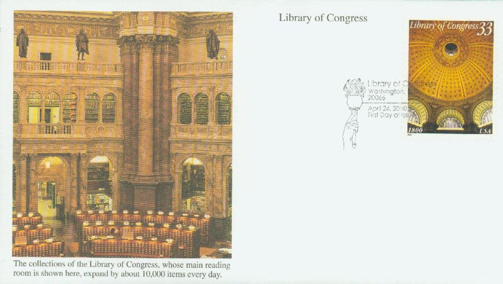 # 3390 - 2000 33c Library of Congress Mystic First Day Cover