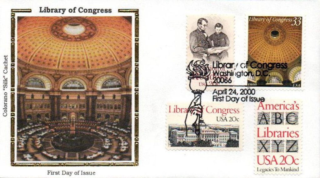 # 3390 - 2000 33c Library of Congress Colorano Silk Combination First Day Cover