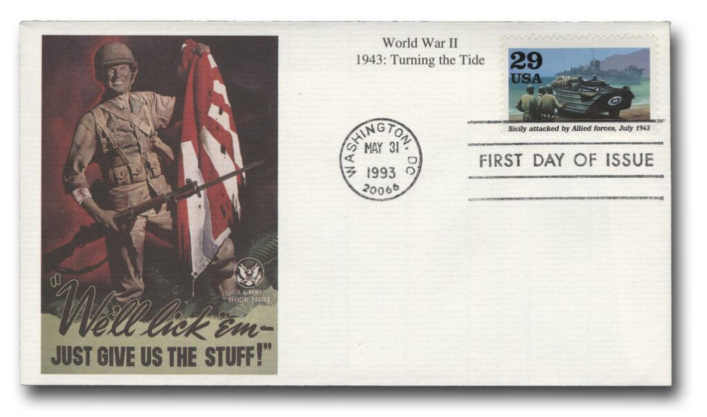 # 2765c - 1992 29c World War II: Sicily Attacked by Allied Forces Mystic First Day Cover