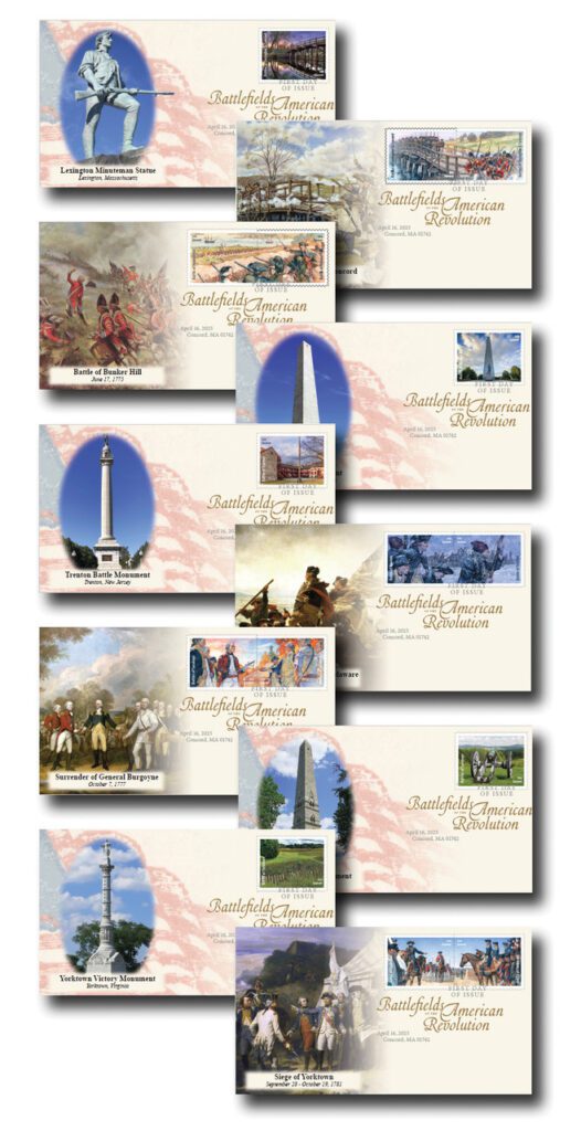 #5977 - 2025 First-Class Forever Stamp, Battlefields of the American Revolution First Day Covers with Digital Color Cancels 