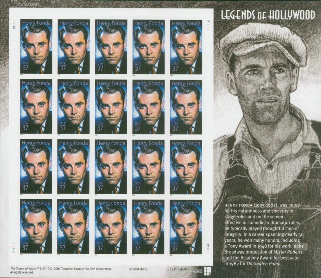 # 3911 - 2005 37c Legends of Hollywood: Henry Fonda mint sheet