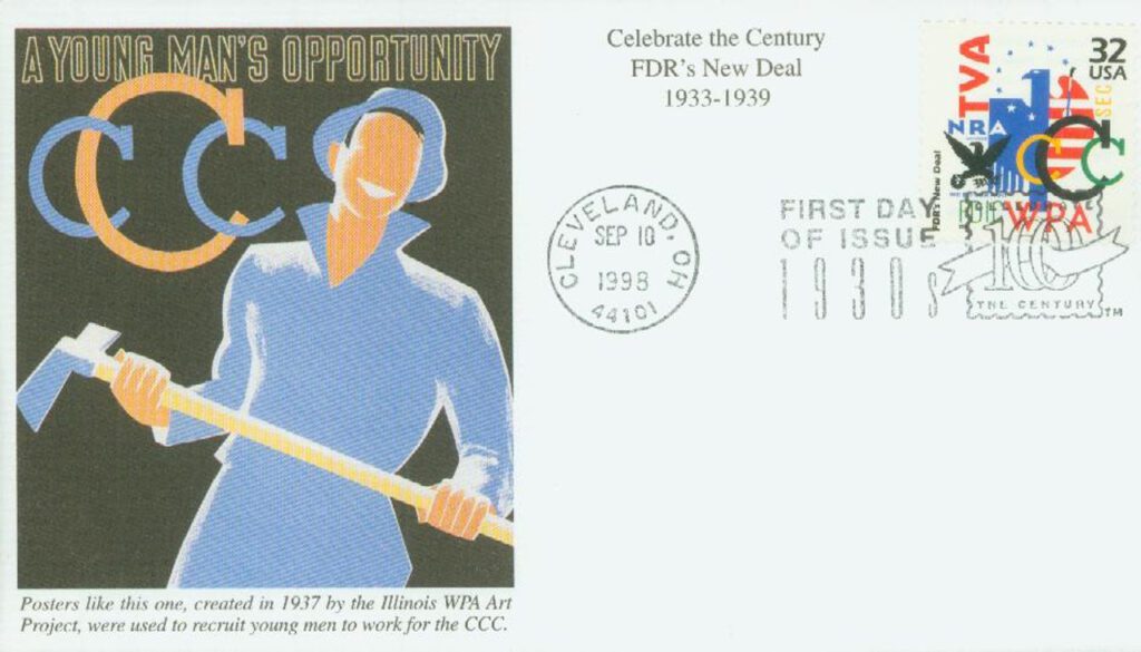 1998 32¢ Celebrate the Century - 1930s: FDR's New Deal Mystic First Day Cover