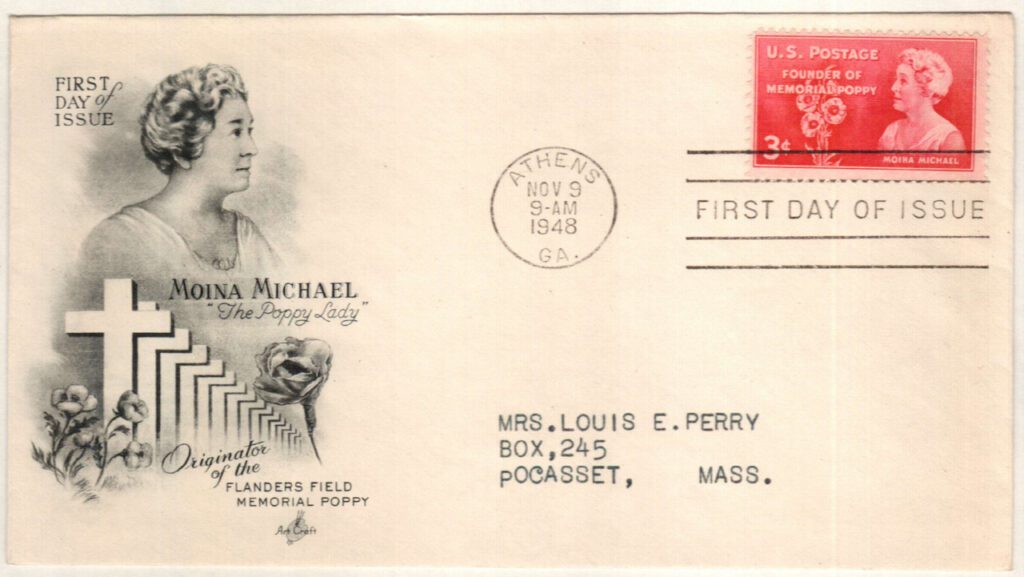 # 977 - 1948 3c Moina Michael Classic First Day Cover