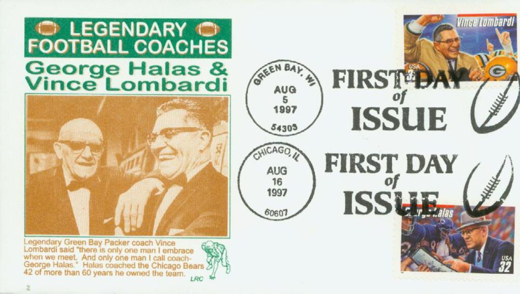 #3147 - 1997 32c Vince Lombardi, red bar Classic First Day Cover