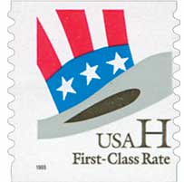 US #3265 H Rate Change Coil Square Corners, die cut 9.9