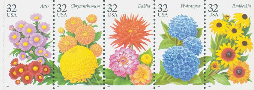 US #2993-97 Fall Garden Flowers