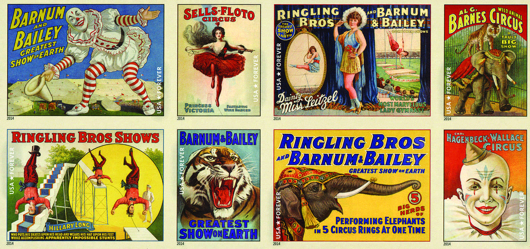 US #4898-4905 Vintage Circus Posters