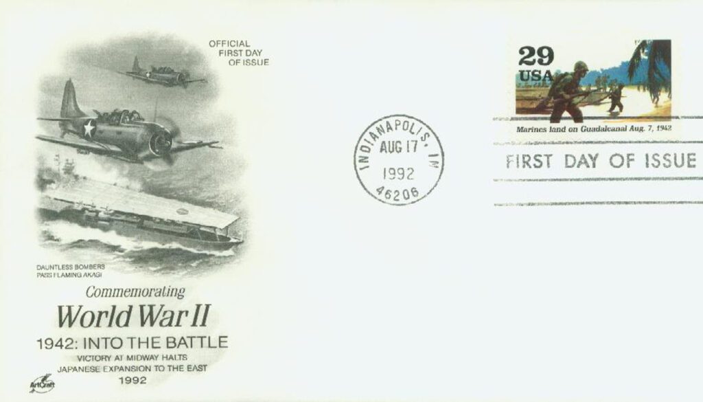 1992 Marines Land on Guadalcanal stamp Classic First Day Cover