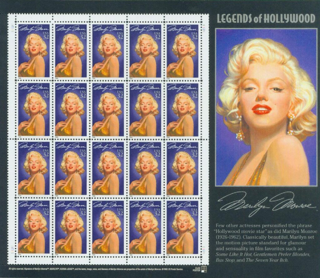 # 2967 - 1995 32c Legends of Hollywood: Marilyn Monroe Mint Sheet
