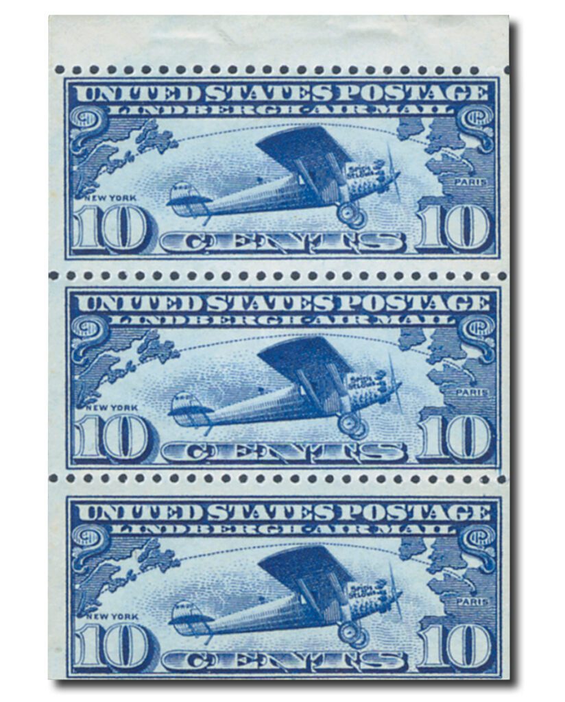 #C10a - 1927 10c Lindbergh "Spirit of St. Louis",booklet pane of 3