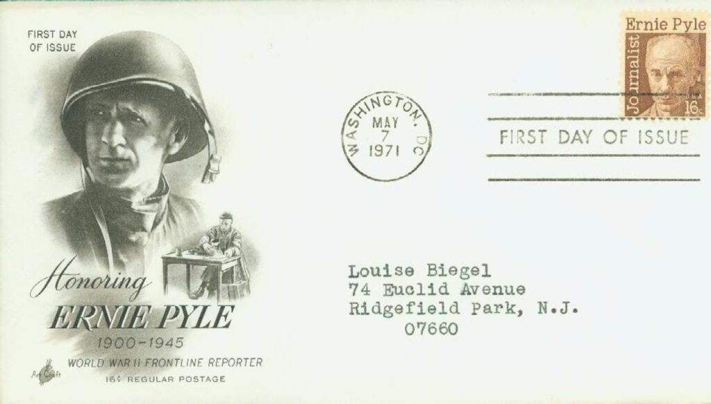 #1398 - 1971 16c Ernest Taylor Pyle Classic First Day Cover