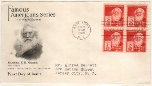 1940 2¢ Samuel Morse Classic First Day Cover