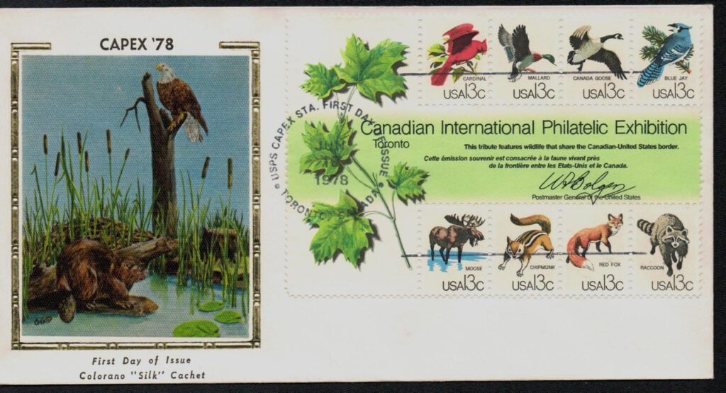 #1757 - 1978 13c CAPEX Wildlife souvenir sheet Colorano Silk Cachet First Day Cover