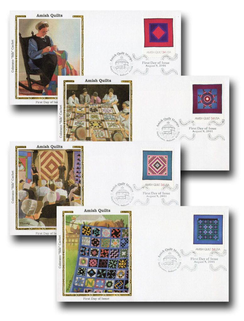 #3524-27 - 2001 34c Amish Quilts Colorano Silk Cachet First Day Covers