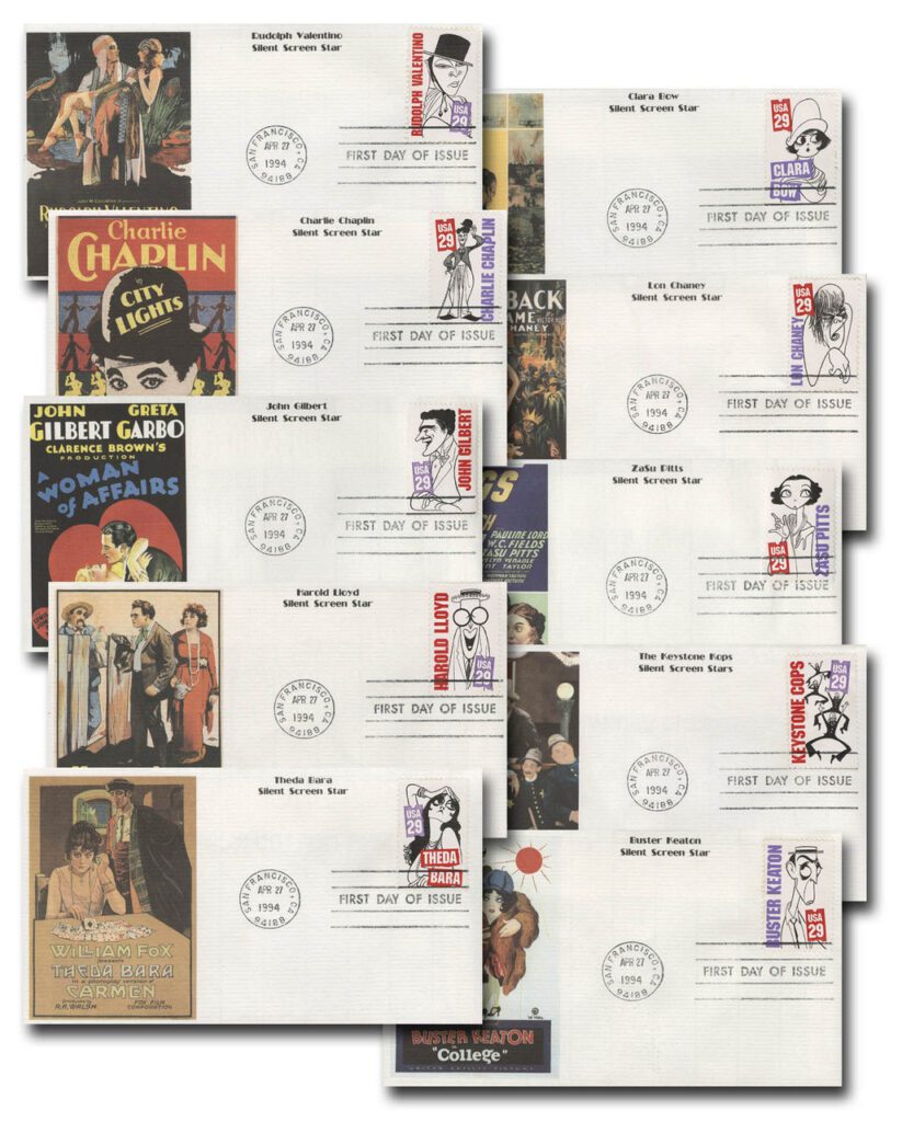#2819-28 - 1994 29c Silent Screen Stars Mystic First Day Cover Set