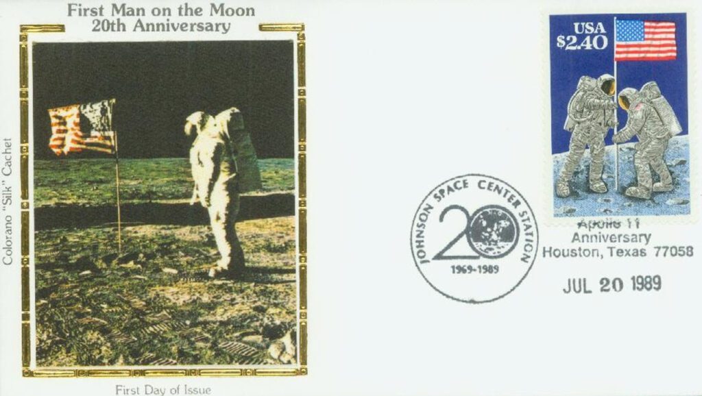 #2419 - 1989 $2.40 Moon Landing Colorano Silk Cachet First Day Cover